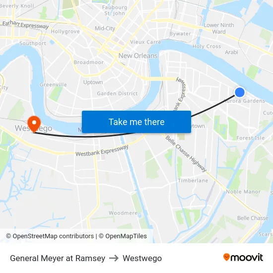 General Meyer at Ramsey to Westwego map