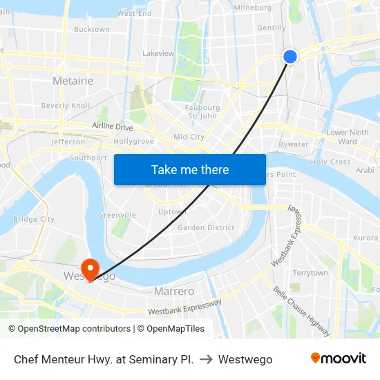 Chef Menteur Hwy. at Seminary Pl. to Westwego map