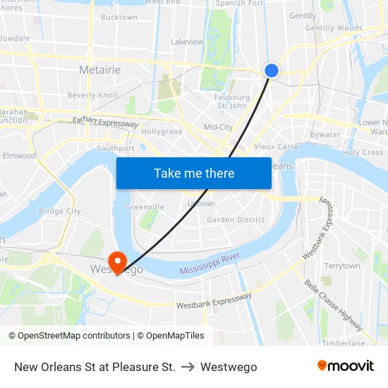 New Orleans St at Pleasure St. to Westwego map