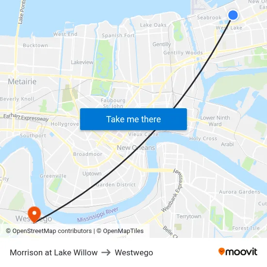 Morrison at Lake Willow to Westwego map