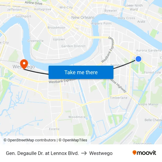 Gen. Degaulle Dr. at Lennox Blvd. to Westwego map