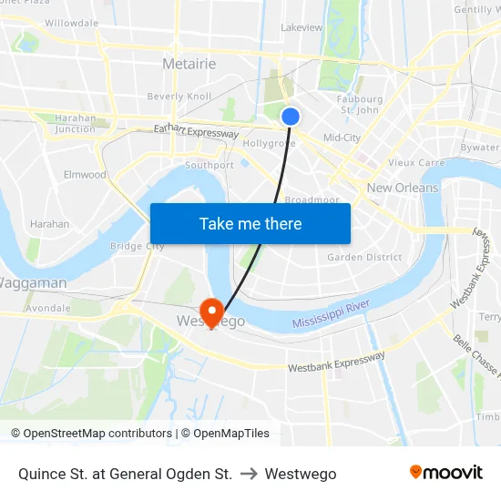Quince St. at General Ogden St. to Westwego map