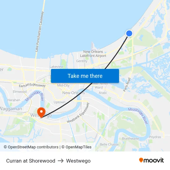 Curran at Shorewood to Westwego map