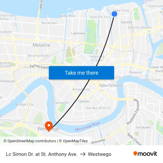 Lc Simon Dr. at St. Anthony Ave. to Westwego map