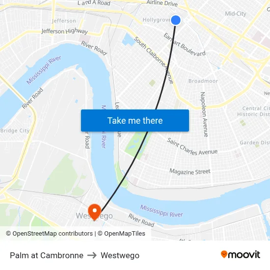 Palm at Cambronne to Westwego map