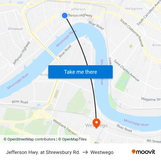 Jefferson Hwy. at Shrewsbury Rd. to Westwego map