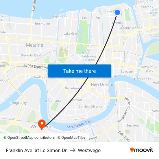 Franklin Ave. at Lc Simon Dr. to Westwego map