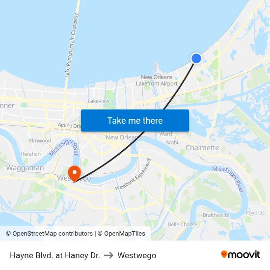 Hayne Blvd. at Haney Dr. to Westwego map