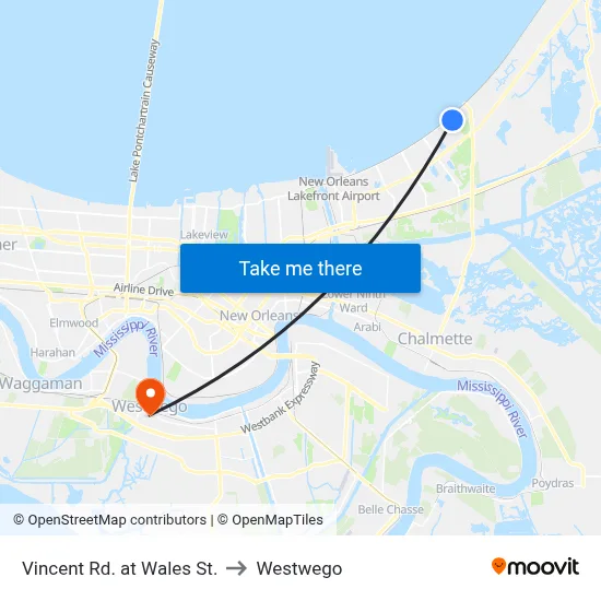 Vincent Rd. at Wales St. to Westwego map