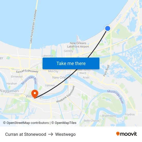 Curran at Stonewood to Westwego map