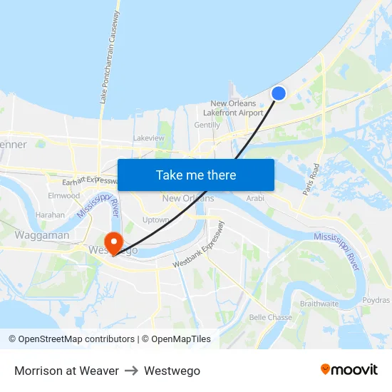 Morrison at Weaver to Westwego map
