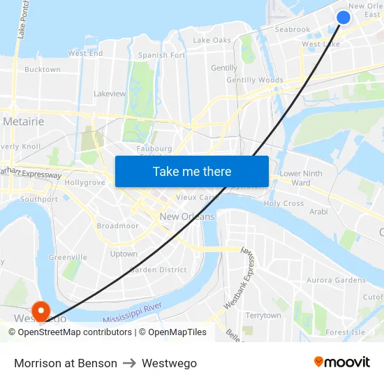 Morrison at Benson to Westwego map