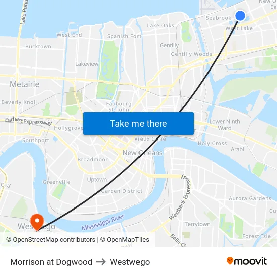Morrison at Dogwood to Westwego map