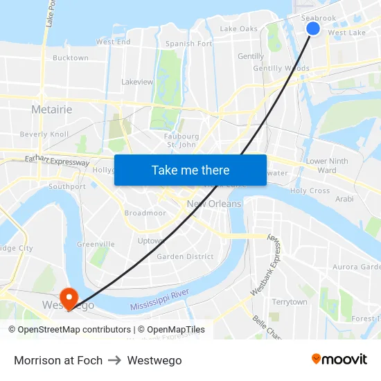 Morrison at Foch to Westwego map
