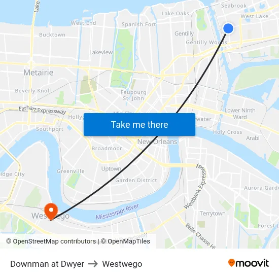 Downman at Dwyer to Westwego map