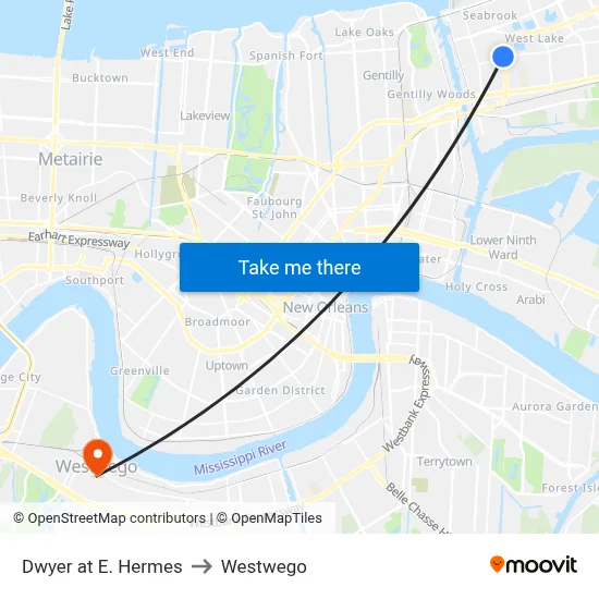 Dwyer at E. Hermes to Westwego map