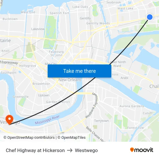 Chef Highway at Hickerson to Westwego map