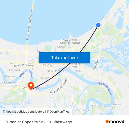 Curran at Opposite Sail to Westwego map