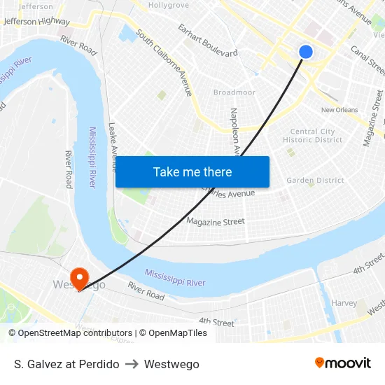 S. Galvez at Perdido to Westwego map