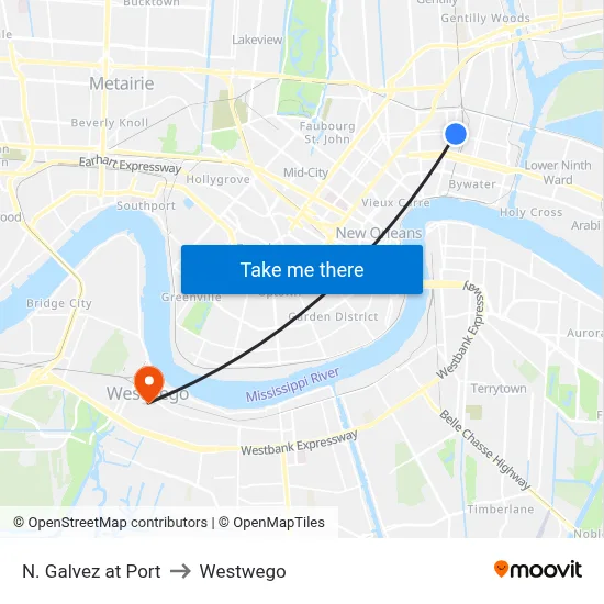 N. Galvez at Port to Westwego map