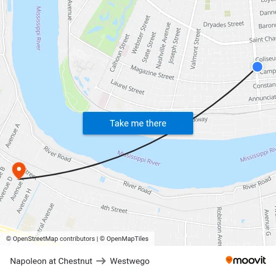 Napoleon at Chestnut to Westwego map