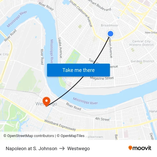 Napoleon at S. Johnson to Westwego map