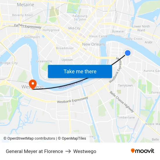 General Meyer at Florence to Westwego map