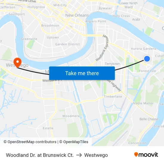 Woodland Dr. at Brunswick Ct. to Westwego map