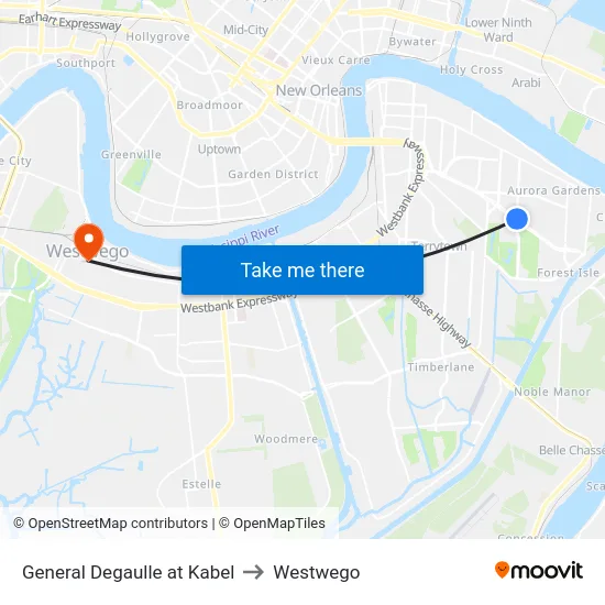 General Degaulle at Kabel to Westwego map