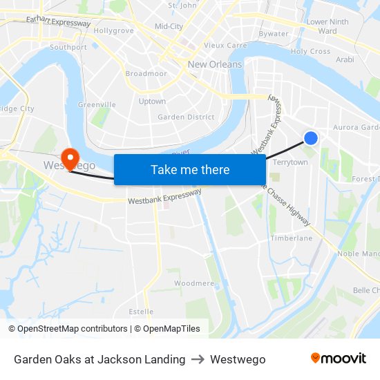 Garden Oaks at Jackson Landing to Westwego map