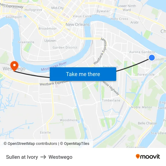 Sullen at Ivory to Westwego map