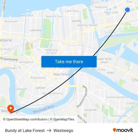 Bundy at Lake Forest to Westwego map