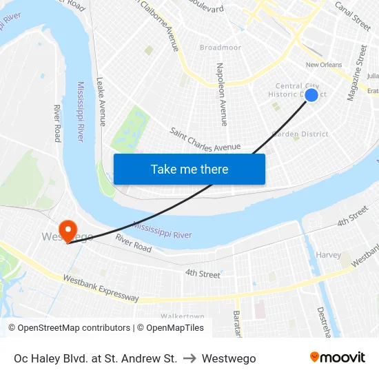 Oc Haley Blvd. at St. Andrew St. to Westwego map