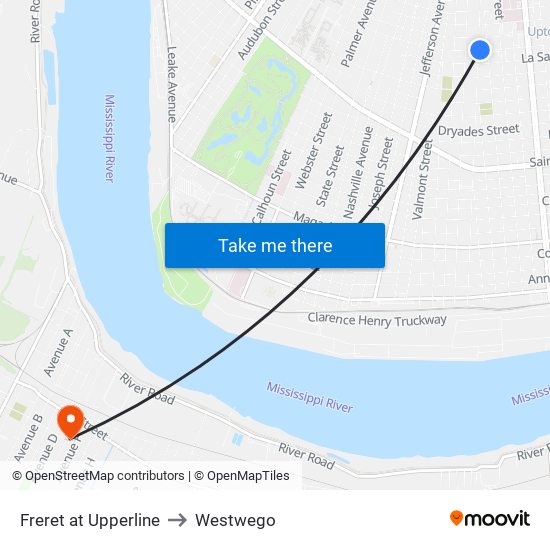 Freret at Upperline to Westwego map