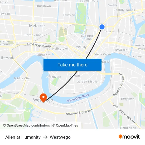 Allen at Humanity to Westwego map
