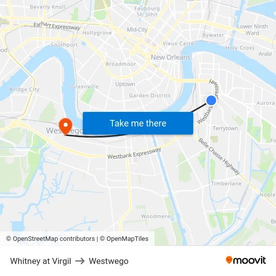 Whitney at Virgil to Westwego map