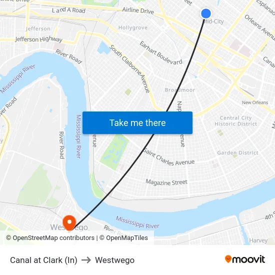 Canal at Clark (In) to Westwego map
