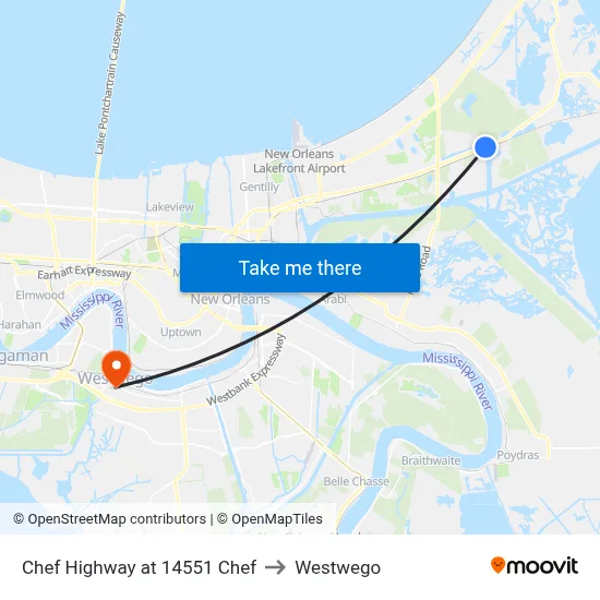 Chef Highway at 14551 Chef to Westwego map