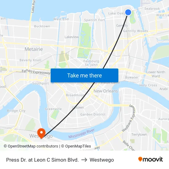 Press Dr. at Leon C Simon Blvd. to Westwego map