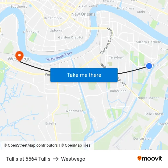 Tullis at 5564 Tullis to Westwego map