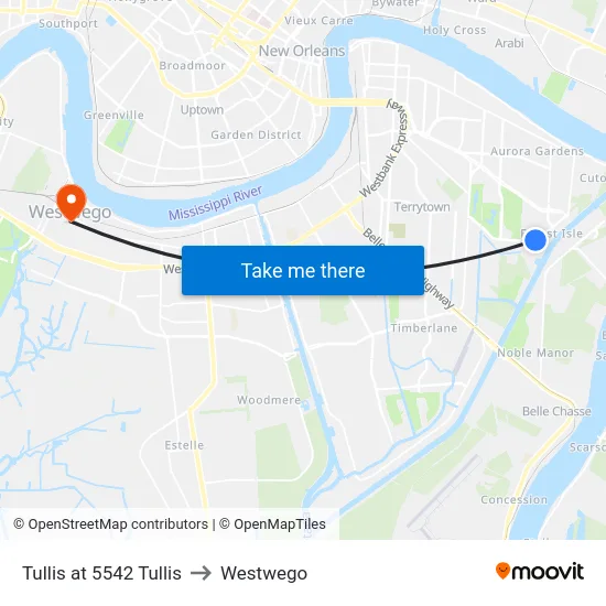 Tullis at 5542 Tullis to Westwego map