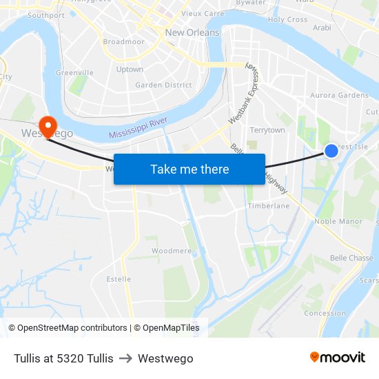 Tullis at 5320 Tullis to Westwego map