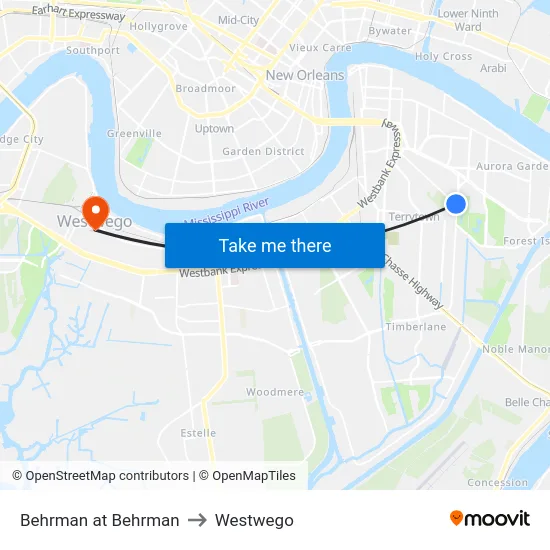 Behrman at Behrman to Westwego map