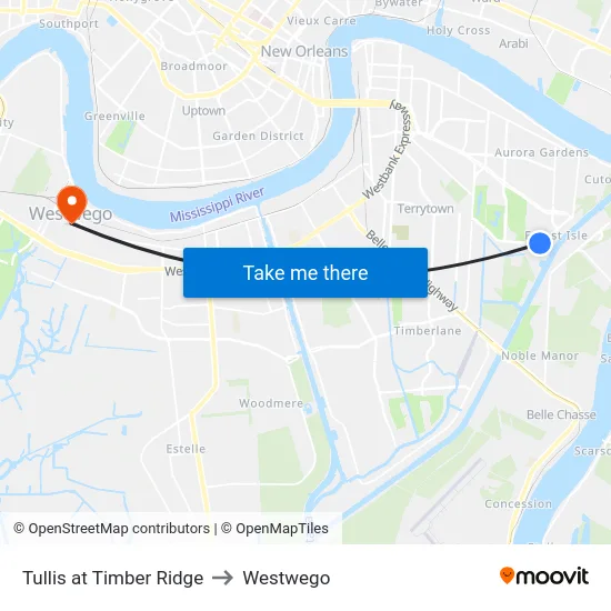 Tullis at Timber Ridge to Westwego map