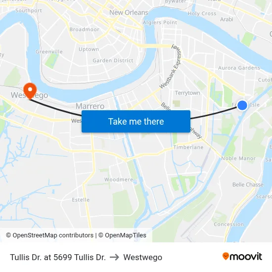 Tullis Dr. at 5699 Tullis Dr. to Westwego map