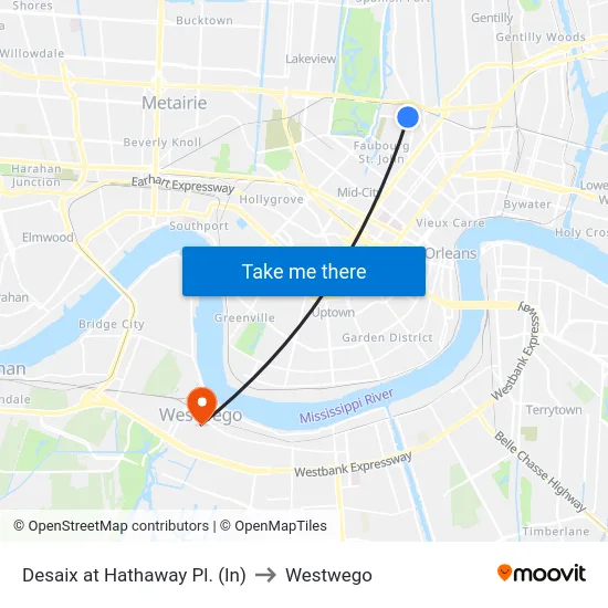 Desaix at Hathaway Pl. (In) to Westwego map