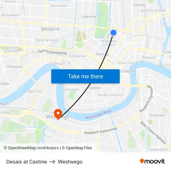 Desaix at Castine to Westwego map