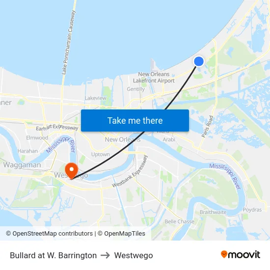 Bullard at W. Barrington to Westwego map