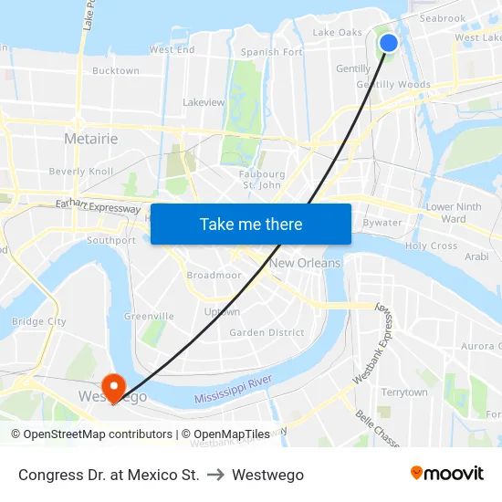 Congress Dr. at Mexico St. to Westwego map