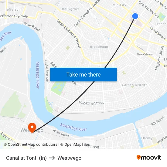 Canal at Tonti (In) to Westwego map